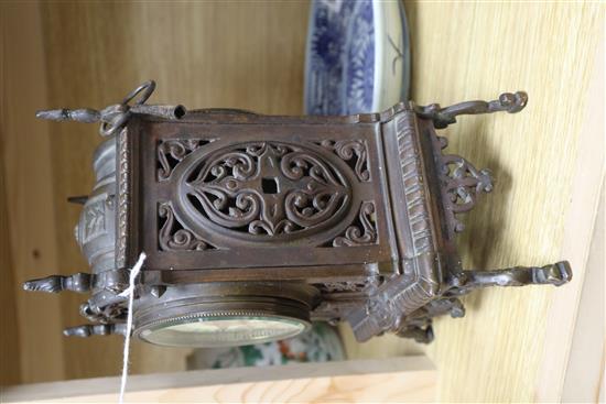 A French bronze mantel clock height 24.5cm